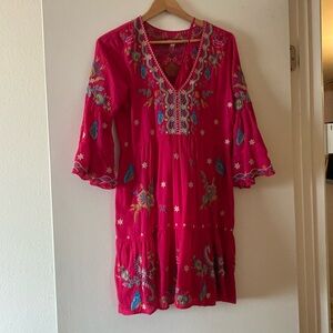 Johnny Was embroidered dress. Slip included.